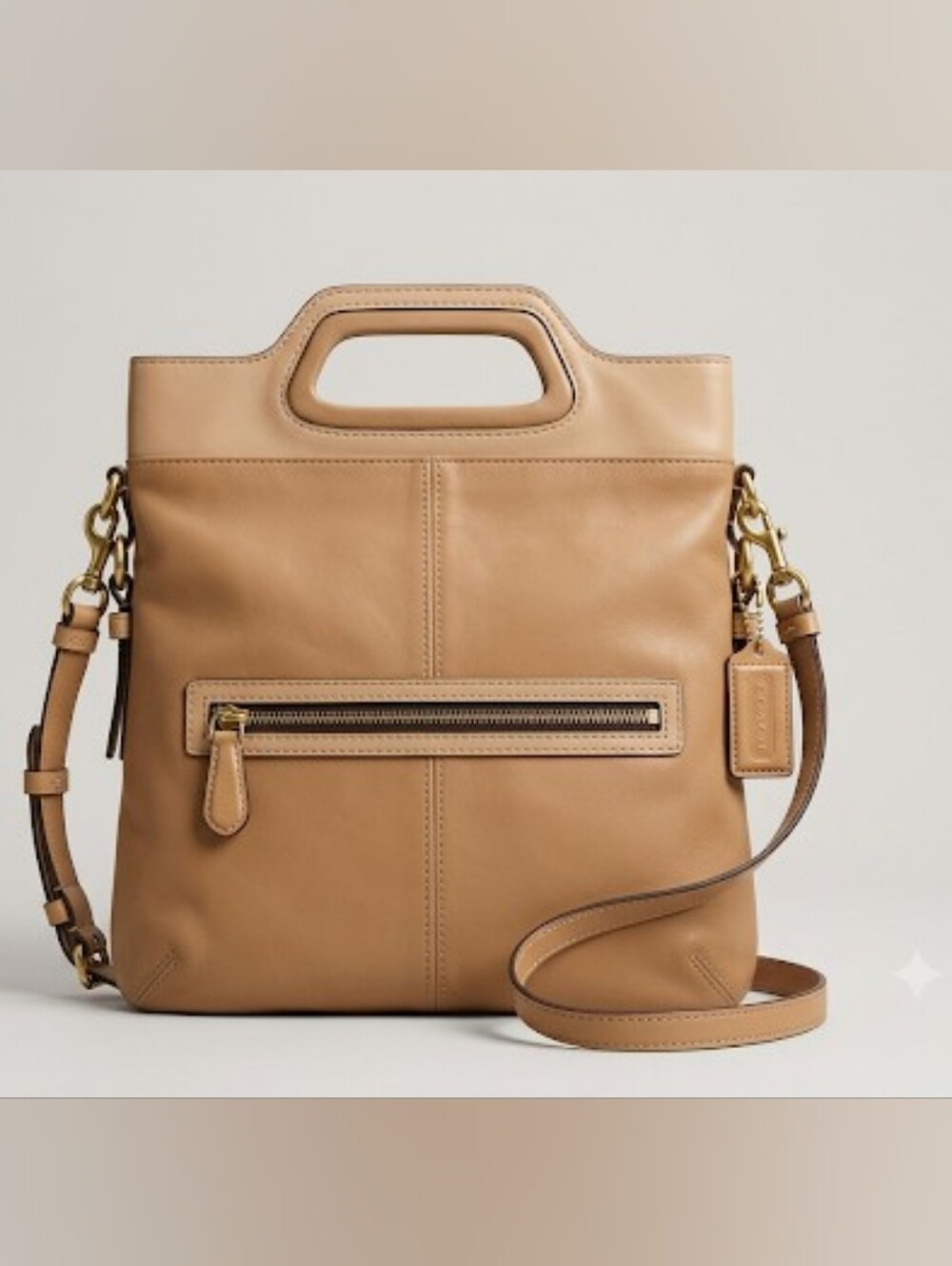 Coach Y2K Leather Foldover Convertible Cutout Handle Tote / Shoulder Bag